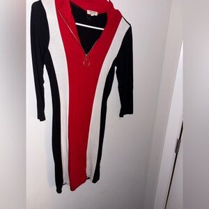 Stylish Red, Black, and White Women's Dress